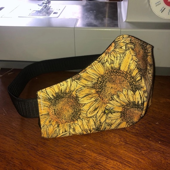 Sunflower handmade face mask behind head elastic - Picture 6 of 16